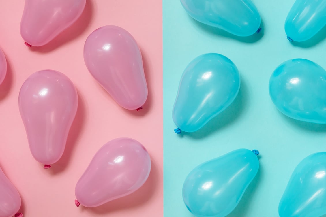 Pink and Blue Balloons Background. Gender Reveal Party, Boy or G